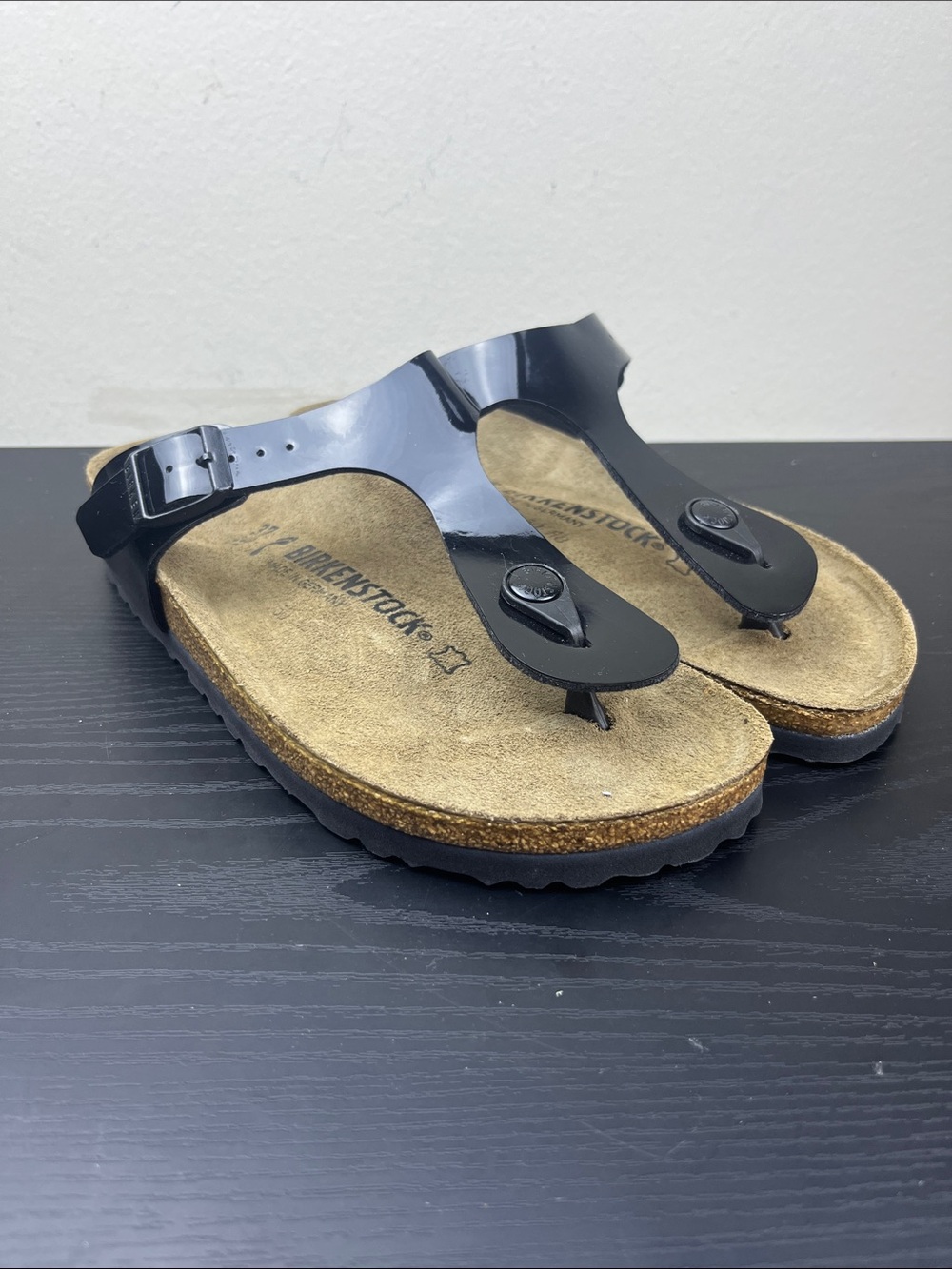 Birkenstock Gizeh Women's 37 L6 M4 Black Patent Thong Sandals NEW